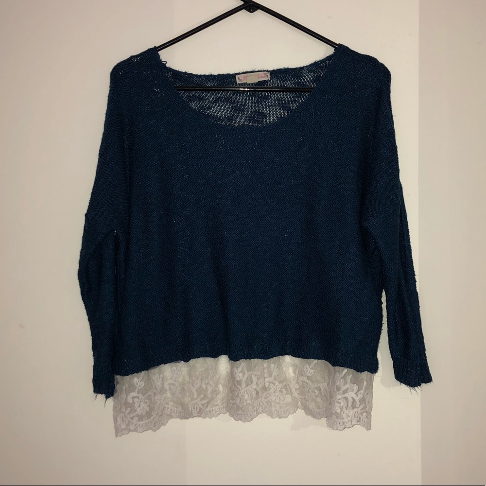 Navy and lace sweater